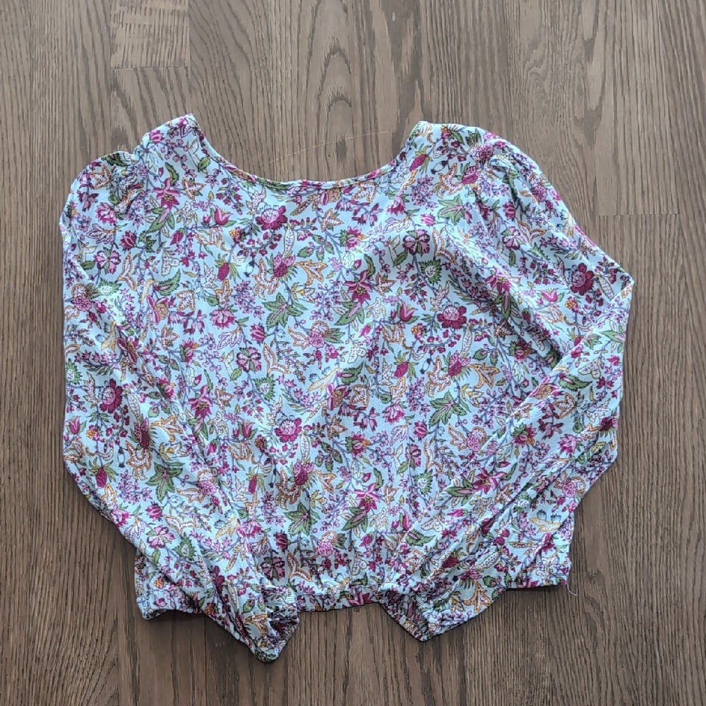 LOFT Pink and Blue Floral Blouse